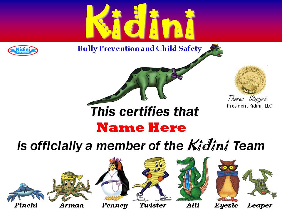 Kidini Karate Bully Prevention Self Defense Escapes Certification for Teachers